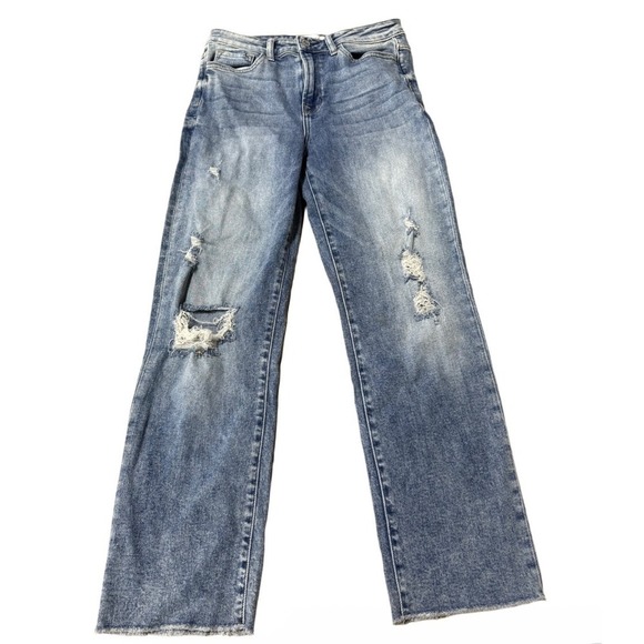 Flying Monkey High Rise Straight Leg Ankle Distressed Jeans Size 27 Style Y3573 - Picture 1 of 9